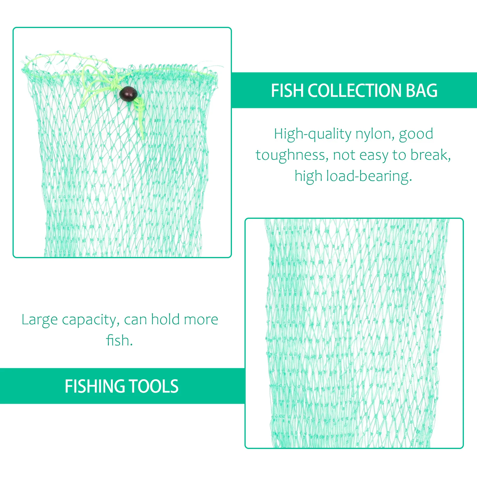

2Pcs Drawstring Fishing Net Woven Mesh Bag Strong Safe for Holding Fish Ideal Fishing Equipment for Lake River Use