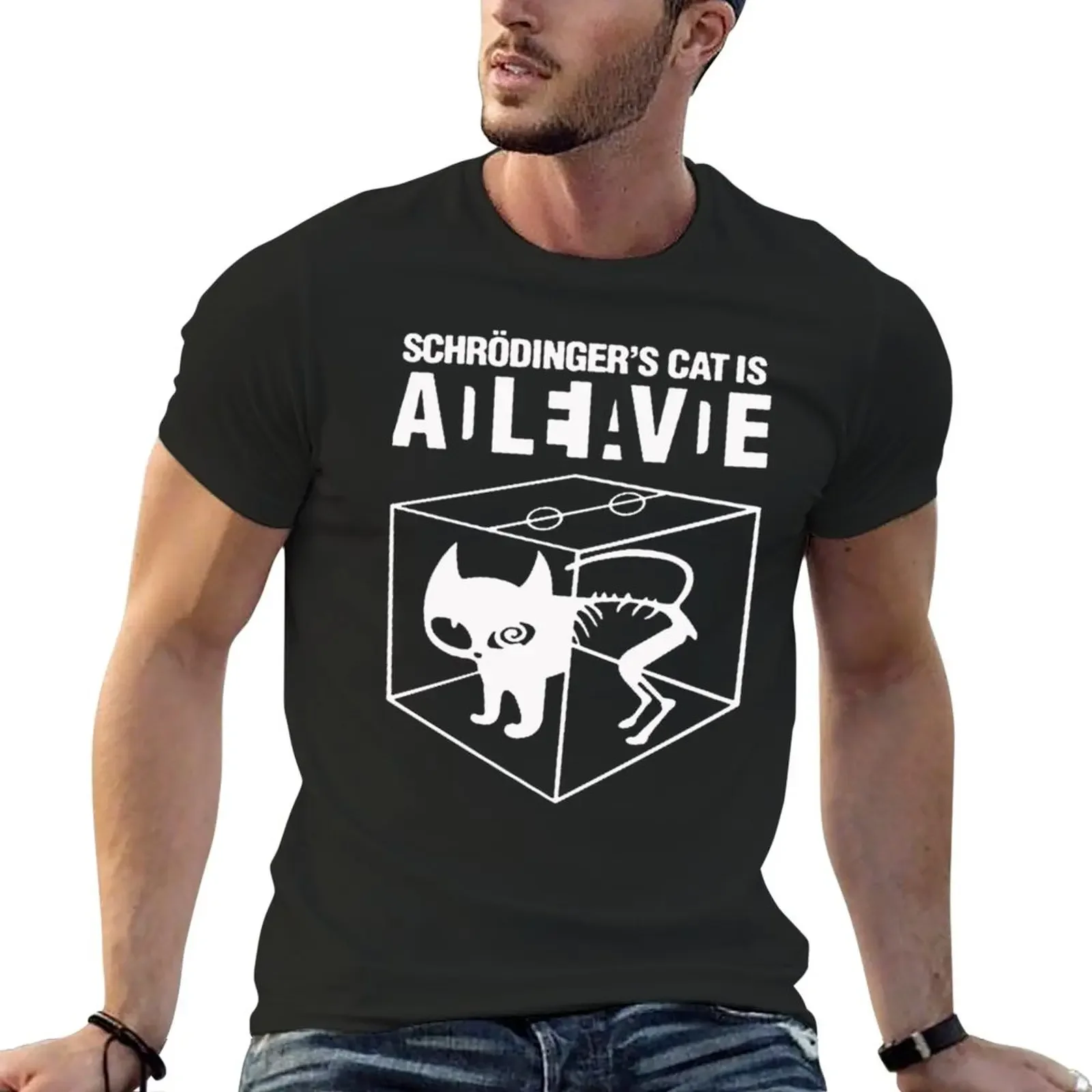 T-shirt à manches courtes Schrodingers Cat is Frequency Alive pour hommes, t-shirts pour garçons, vêtements d'été, nouveau