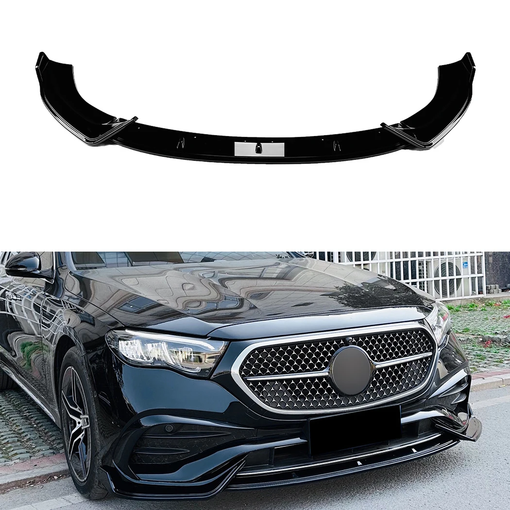 

Gloss Black/Carbon Fiber Look Front Lower Bumper Spoiler Lip Splitter For Mercedes-Benz E-Class W214 E260 E300 AMG 2024+