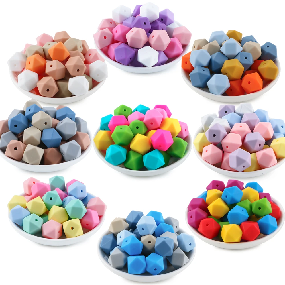 30Pcs/Lot 14MM Polyhedral Silicone Beads For DIY Handmade Accessories, Keychains, Backpack Chains, Etc