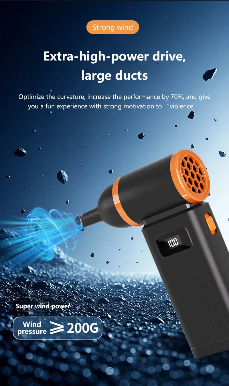 Lenovo Handstaubsauger 2-in-1 Saug- und Blasfunktion Hochgeschwindigkeits-USB-Ladung Digitales Display Mini Tragbarer Hochleistungs-Outdoor-Ventilator – Detail 3