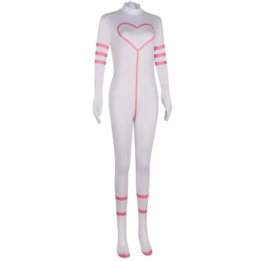 Hazbin Cosplay Engel Kostüm Erwachsene Frauen Bodysuit passt Mädchen Halloween Karneval Verkleidung Party Kostüm