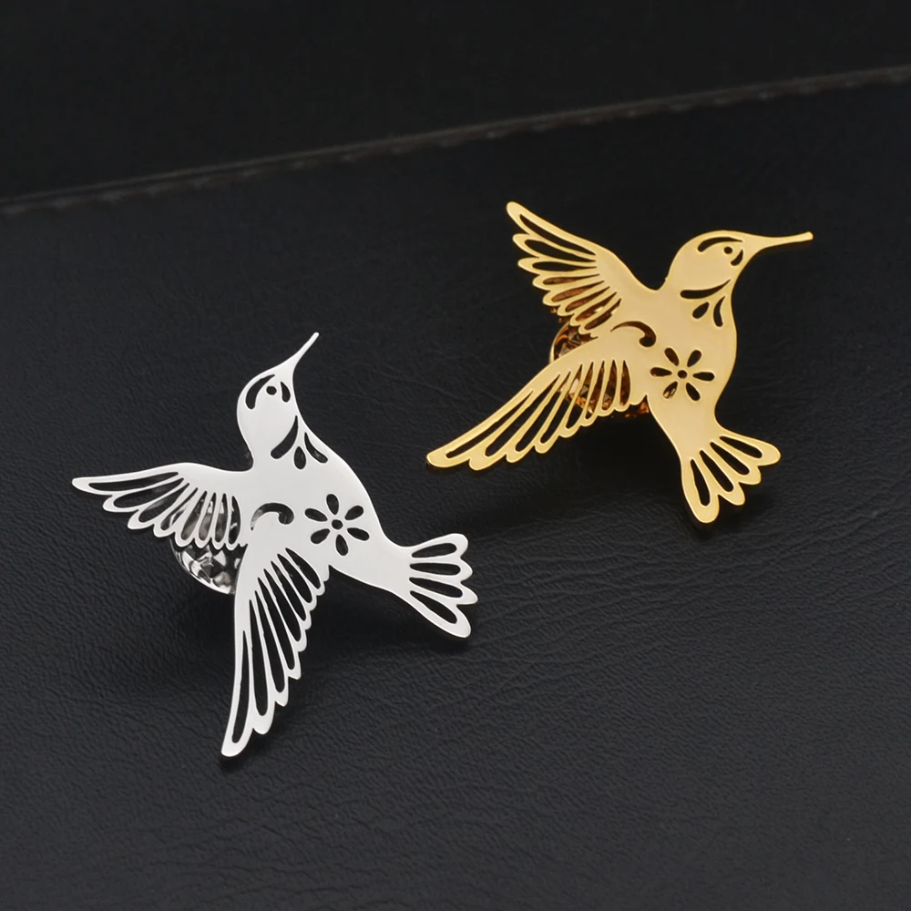 Fashion Gentleman Bird brooch Men\'s Shirt Collar Pin Lapel Pin Stainless Steel Jewelry Wedding Banquet Dress Accessory Gift