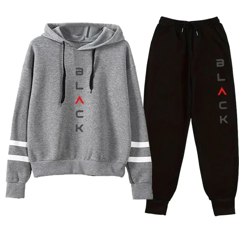 Fall Winter Casual Jogging Outfit Fashion Hoodies Outfit 2026 Womens Tracksuit Hooded Sweatshirt Sweatpants Set Urban Sportswear