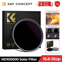 K&F Concept ND100000 Solar Filter 28-Layer Neutral Density 16.6-Stop Filters for Camera Lens Accessories 49mm-95mm Nano-X Series