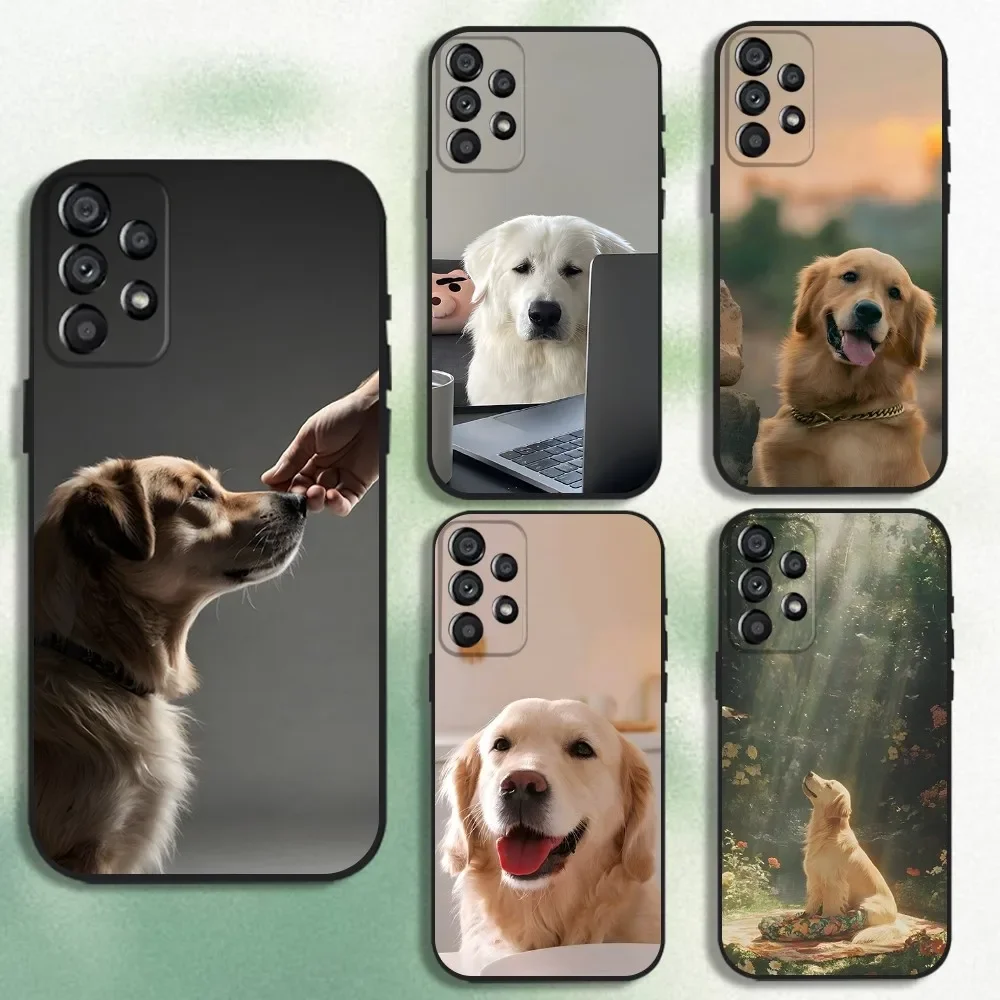 

Cute Golden Dog Phone Case For Samsung Galaxy A20,A21s,A22,A31,A32,A52,A53,A72,73,A80 Soft Black Cover