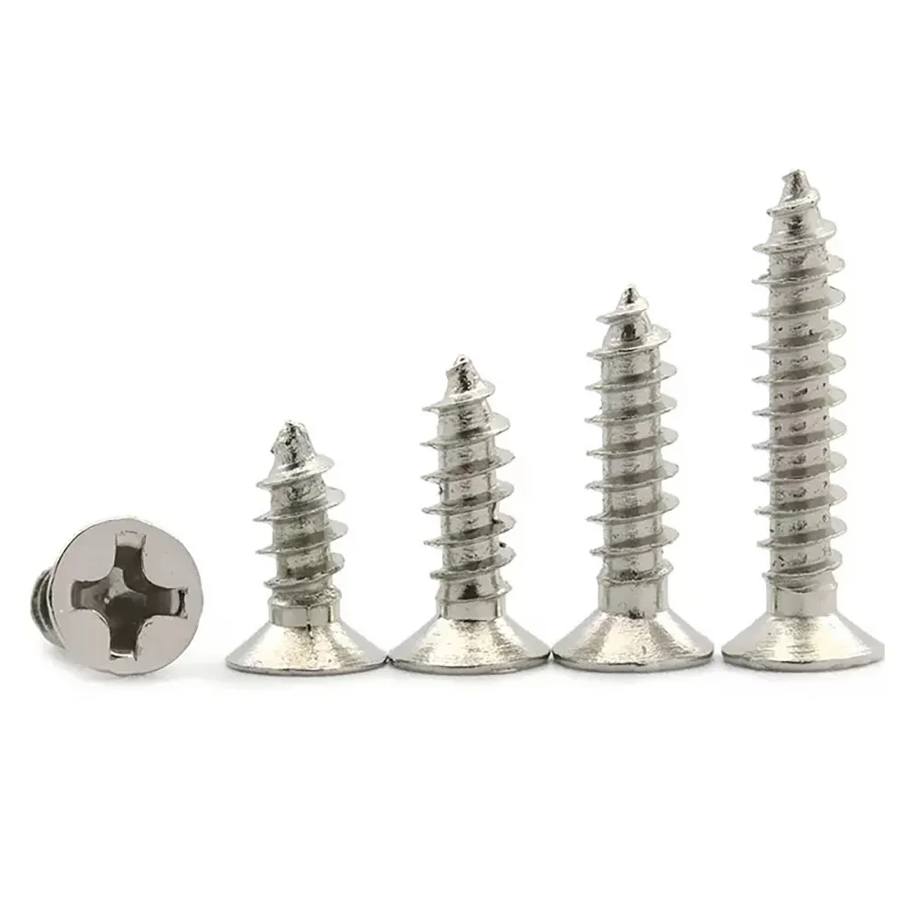 1000-500pcs M1 M1.2 M1.4 M1.7 M2 M2.3 M2.6 M3 Phillips Countersunk Head Self-tapping Screws Carbon Steel Drywall Small Screws