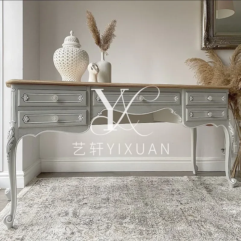 Retro Solid Wood Desk Modern Simple Writing Table for Bedroom Customizable Furniture