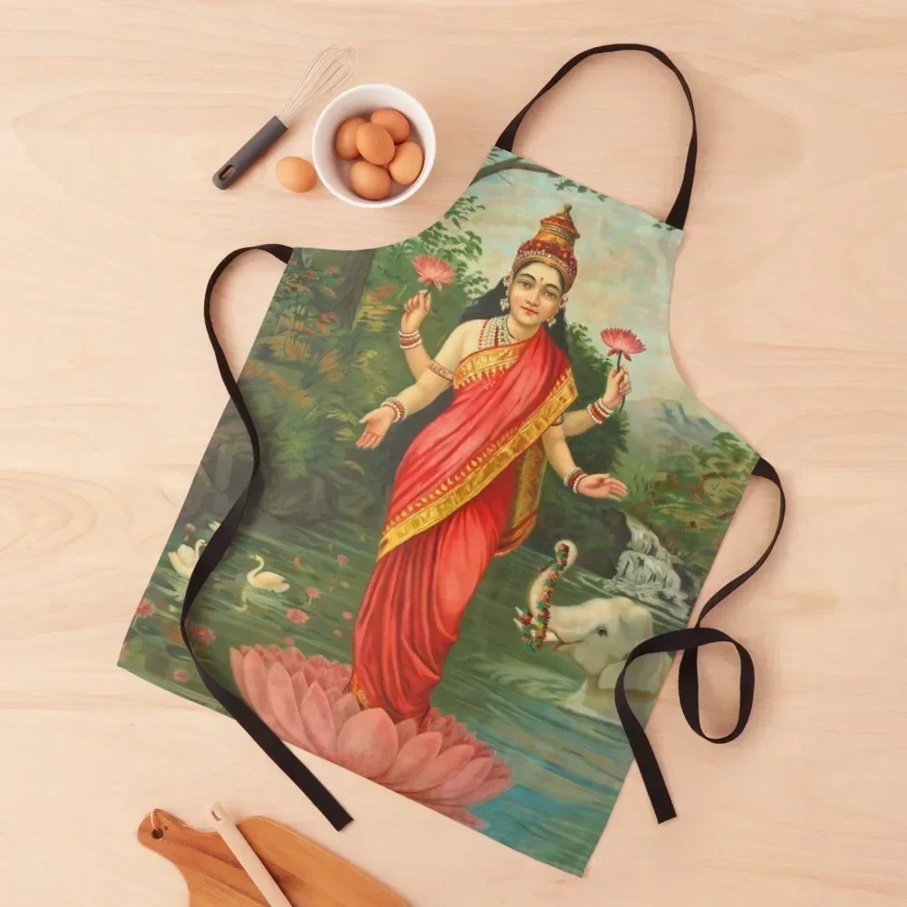 

Goddess Lakshmi - Raja Ravi Varma Apron christmas decoration waiter Chef Accessories Kitchens Men Apron