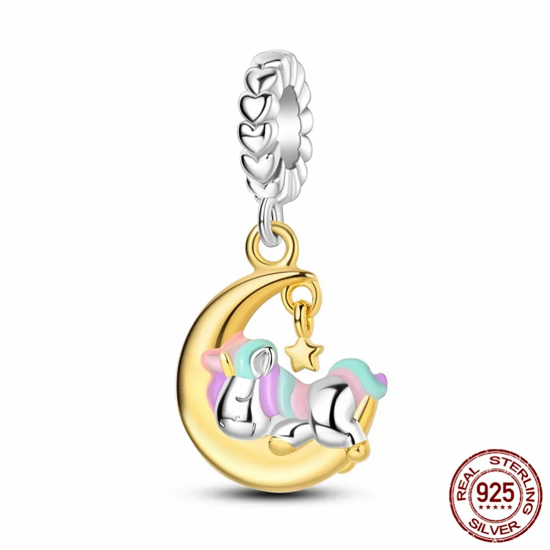 

This S925 sterling silver moon charm and bead bracelet is an original, handmade jewelry gift for women.