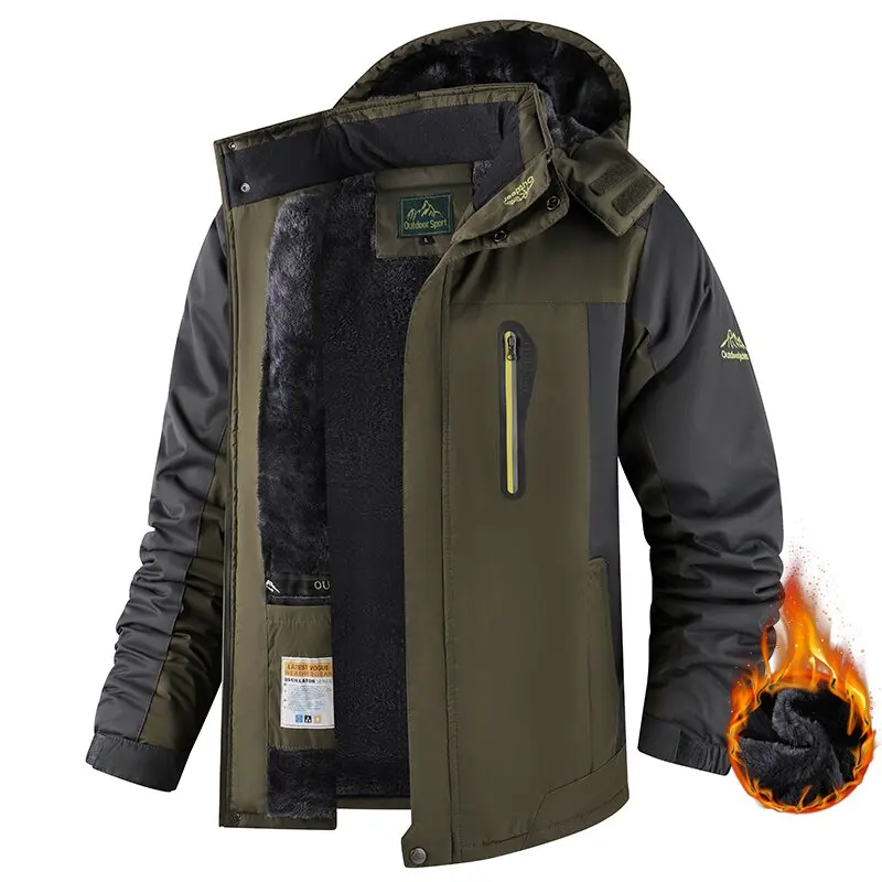 

New Autumn and Winter Fashion Waterproof and Plush Thick Warm Hooded Jacket For Men's Casual Loose Sports High-end Jacket L-9XL