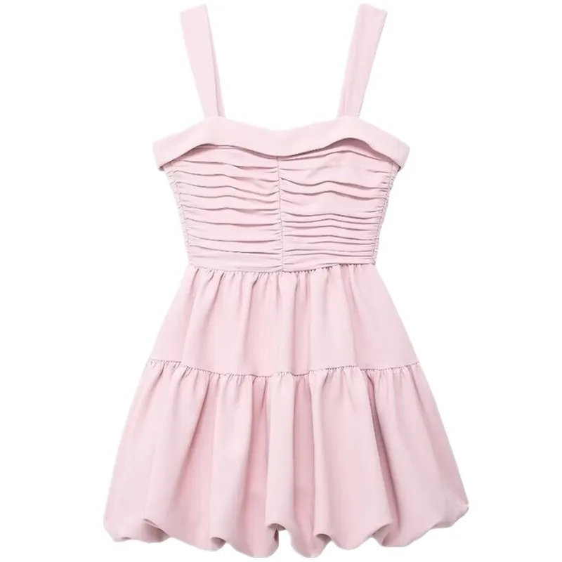 Vestido  com Alças Decorativas em Camadas para Mulheres Verão 2024 Estilo E e Faion Sem Mangas