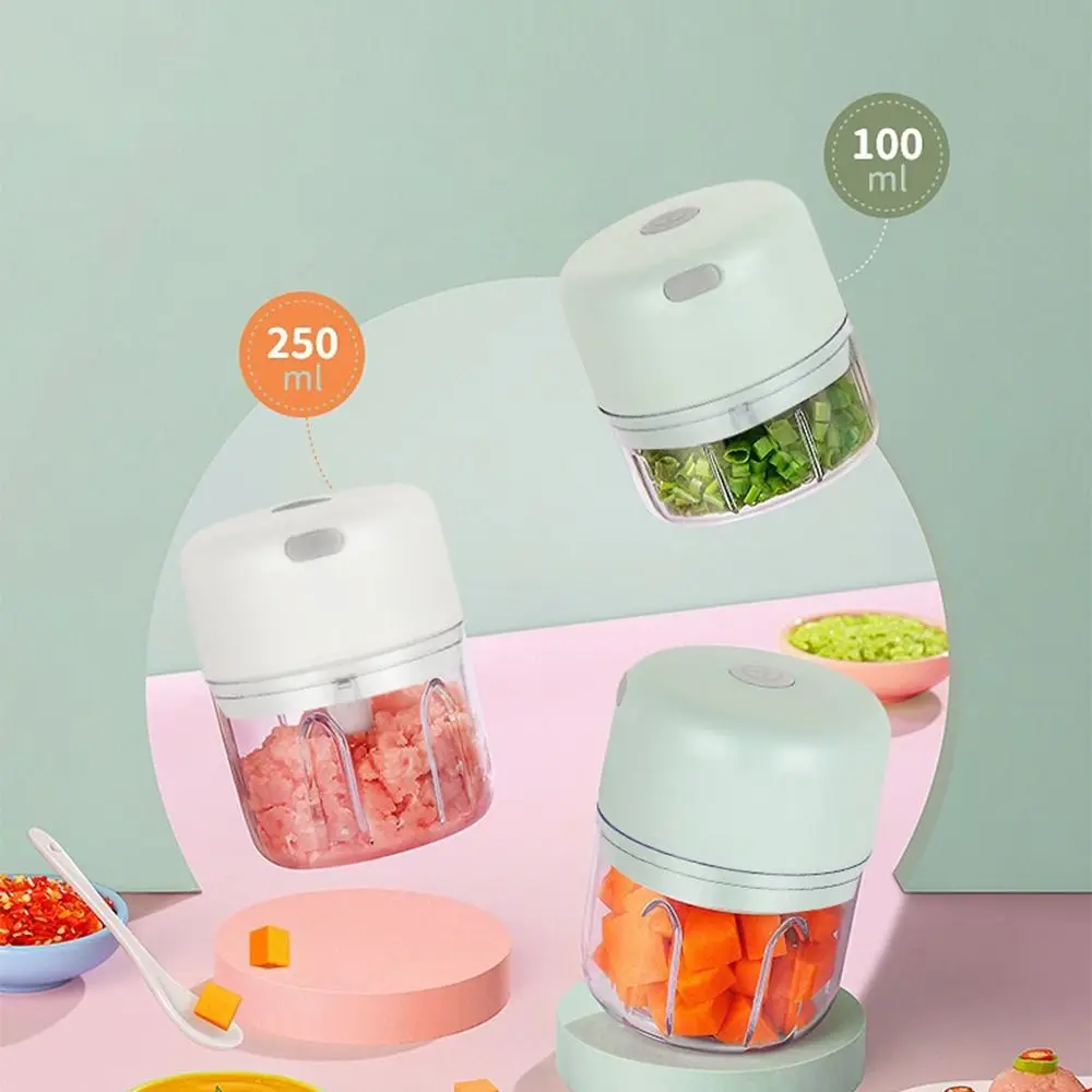 Wireless Electric Food Chopper Household 100/250ml Mini Food Processor Plastic Rechargeable Garlic Masher Machine
