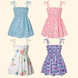 Elegante Sling princesa vestidos infantis, estampa de flores, vestido de verão infantil, algodão casual, roupas de bebê, verão