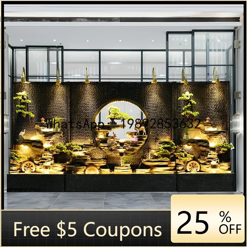 O3-13 Water Curtain  Flowing Water Wall Screen Courtyard Villa Hotel Living Room Entrance Humidifier Circulating Water Ornament
