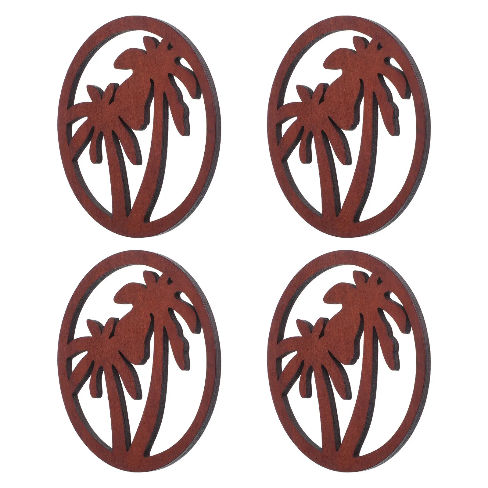 

4Pcs Round Wooden Coconut Tree Coasters Non Slip Rustic Wood Drink Pads Heat Resistant Coffee Cup Coasters Tree Coaster Set