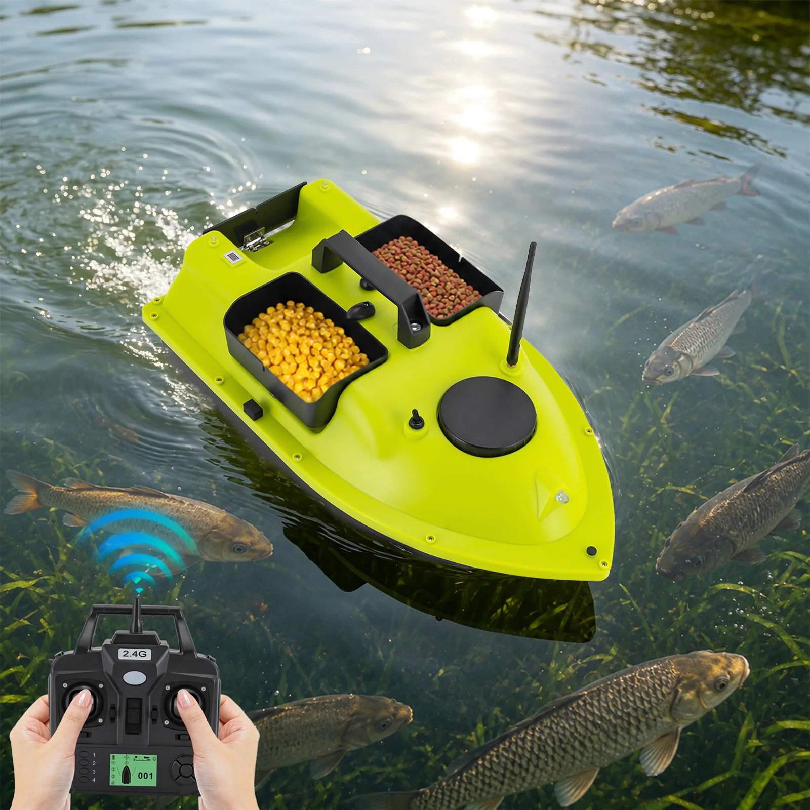 Tragbares Angelköderboot mit Fernbedienung GPS-Signal 2 X 5200 mAh Li-Ionen-Akkus Angelköderboot – Detail 2