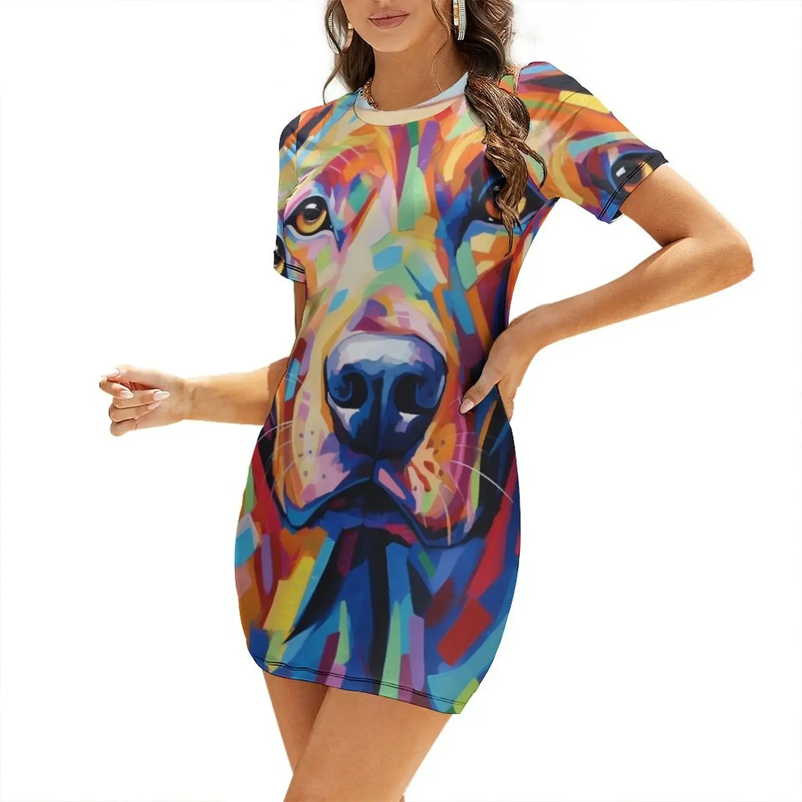 

Rhodesian Ridgeback Wonder, Captivating Hearts with Charm Short-Sleeved Dress women party dresses Dress