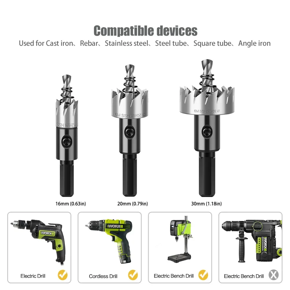 HSS Drill Bit Hole Saw Cutter Bi-Metal for Aluminum Iron Stainless Steel DIY Wood Cutter HSS Hole Saw Kit