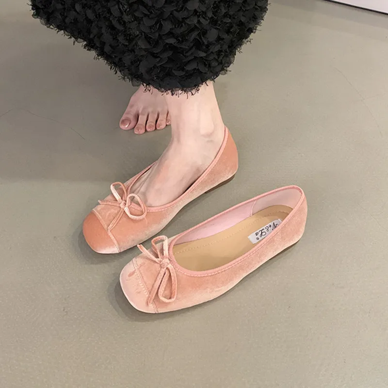 Bailamos Brand New Women Velvet Flats Fashion Shallow Slip On Ballet Shoes Soft Ladies Dress Ballerina Shoes Laofers Mujer