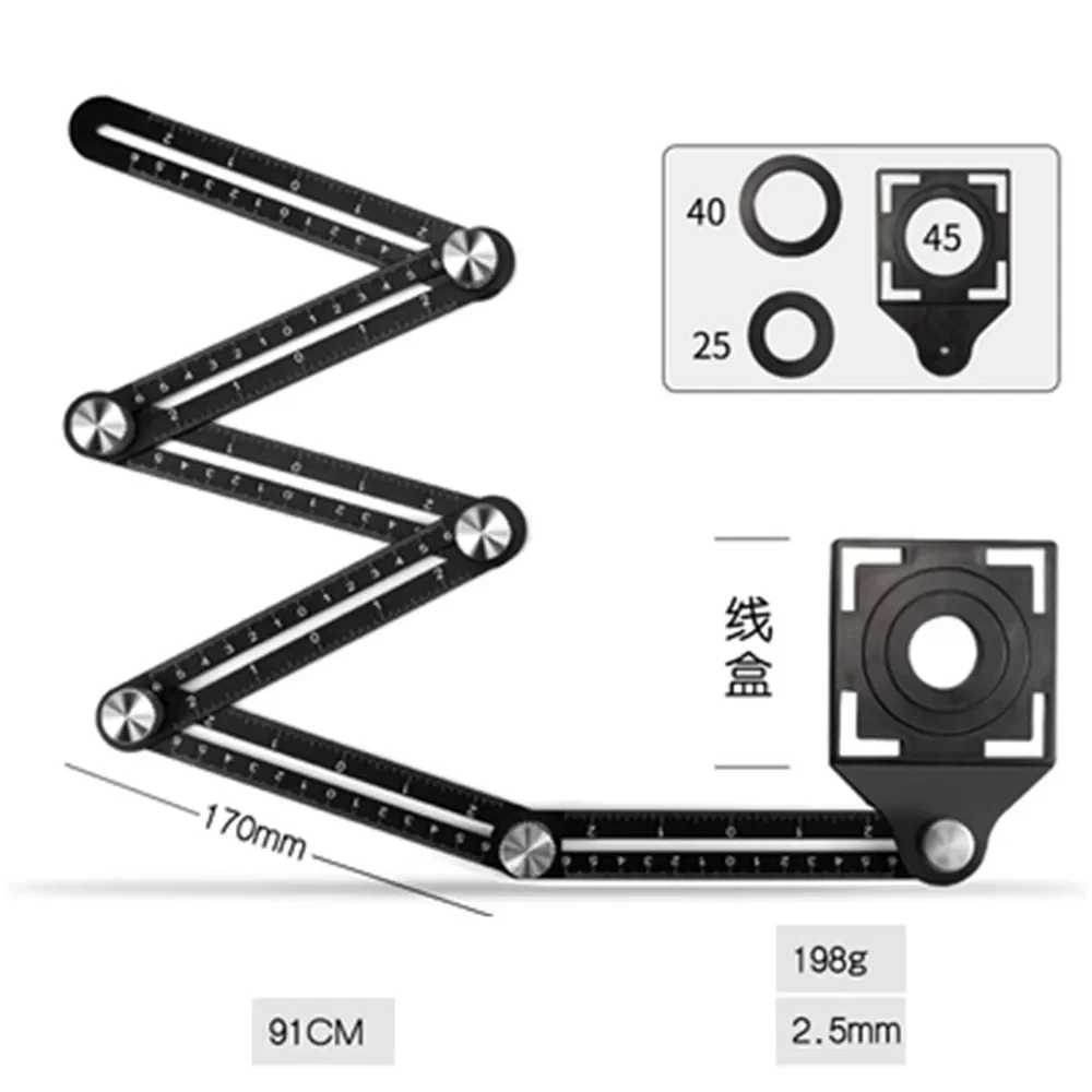 กระเบื้องเซรามิค Universal Hole Locator มัลติฟังก์ชั่นรูโลหะเครื่อง Universal เจาะกระจกไม้บรรทัดมุม