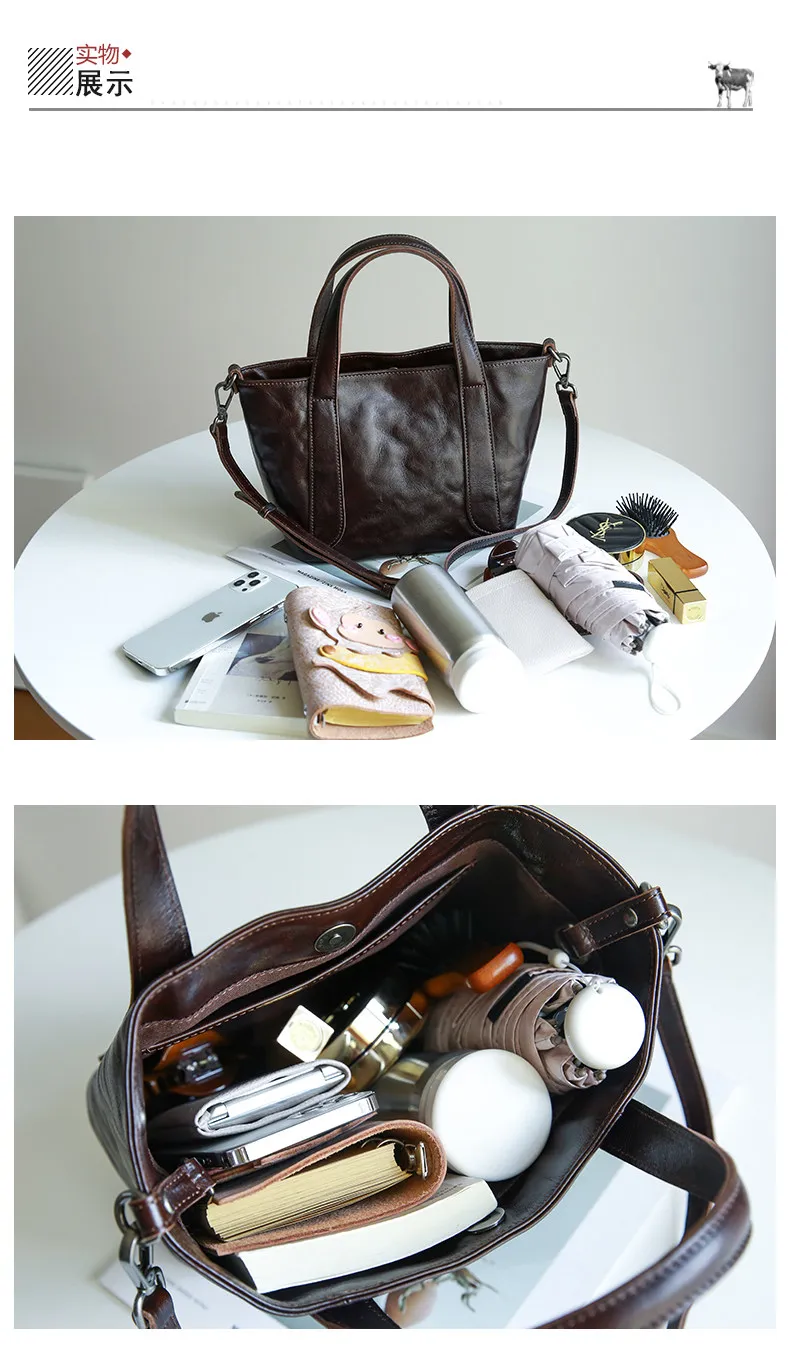 PNDME lässige Vintage-Handtasche aus echtem Leder, handgefertigt, Damen-Handtasche, modische Organizer-Designertasche aus Rindsleder, Schulter- und Umhängetasche – Detail 3