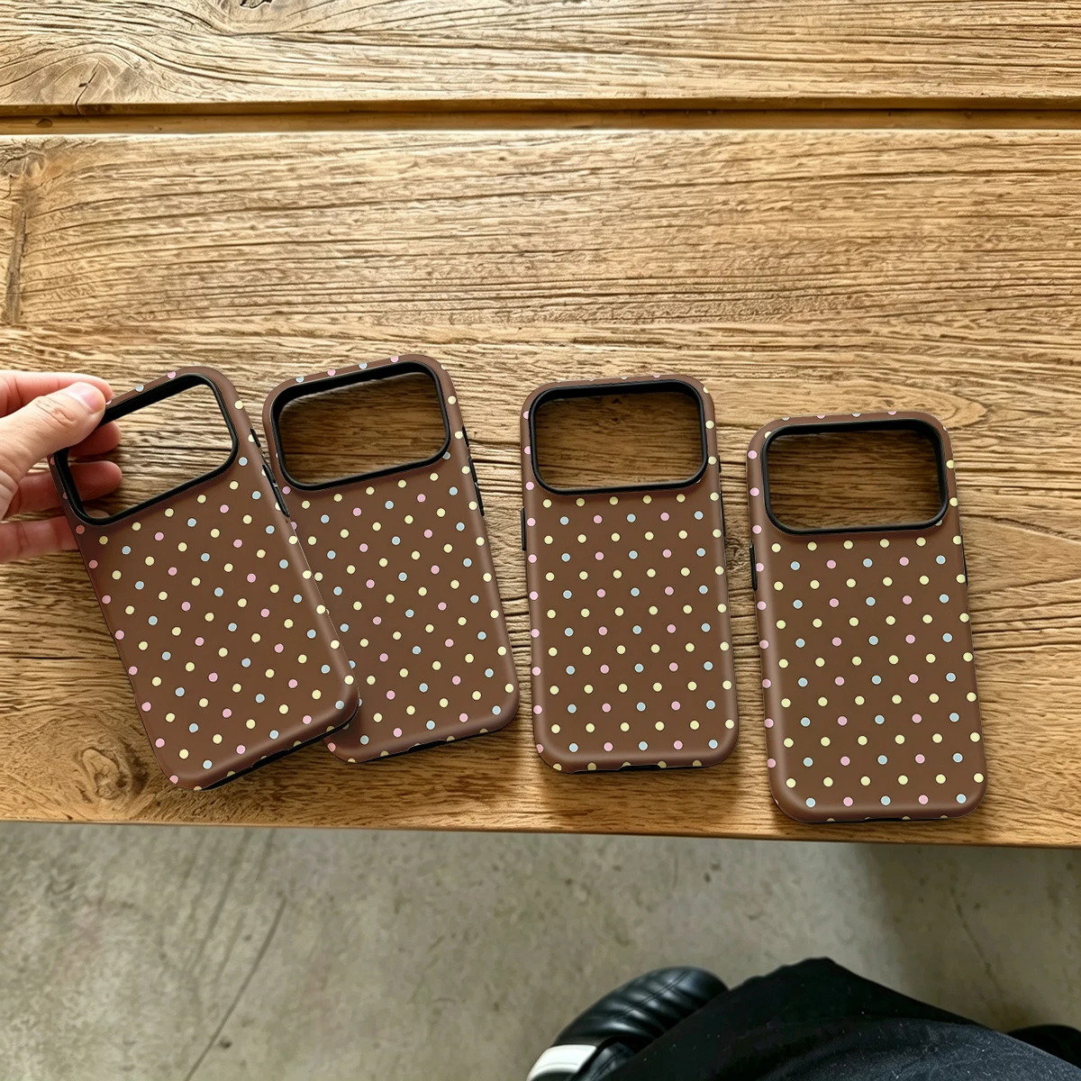 Brown Colorful Small Dots Hard Shock-Absorption Phone Case For Samsung Galaxy S26 S25 Ultra S24 S23 Plus 2-in-1 Protective Cover