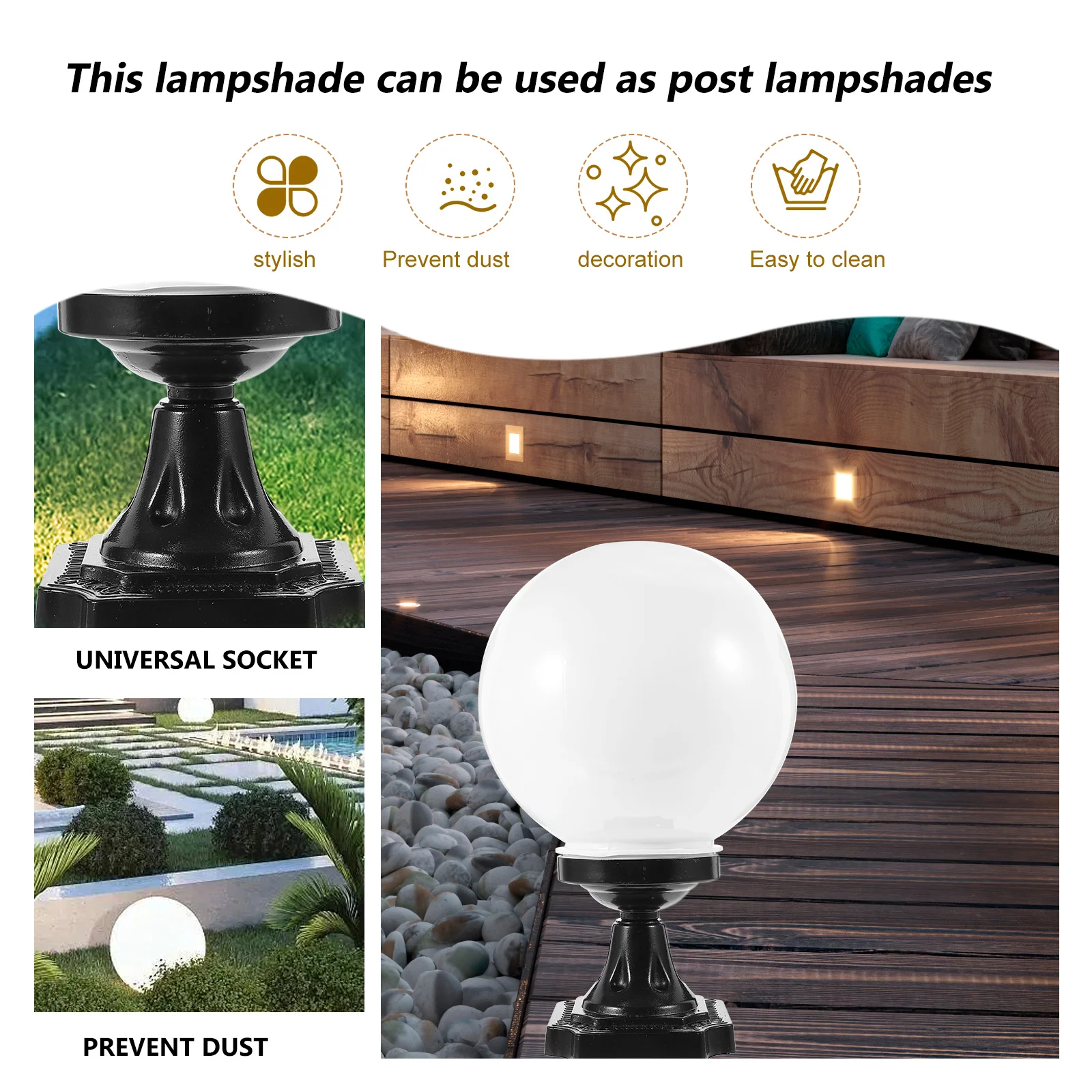 Garden Globe Lampshade Outdoor Patio Wall Replacement Floor Light Post Mount Shades Acrylic