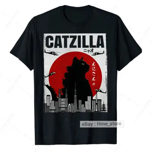 

Забавная футболка Catzilla с кошкой для влюбленных, подарок для кошки, папы, мамы, Милая футболка с котенком, меховая лапа