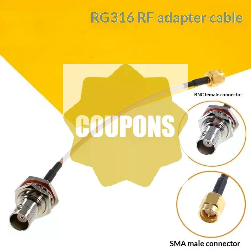 1Pcs SMA / RP-SMA Male / Female Plug To BNC Female With Nut Bulkhead Jack Extend RG316 RF Coaxial Cable Connector