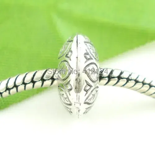 300Pcs Silver Tone CCB Plastic Flat Spacers European Beads Fit Charm Bracelet Snake Chain Jewelry Component 14x6mm