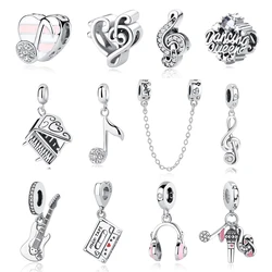 Breloques en argent regardé 925 pour femme, amour, notes de musique, piano, perles pendentif citroën, convient aux bracelets de marque saupoudrer, colliers de la présidence, bijoux à bricoler soi-même