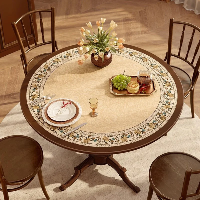 Retro Pastoral Style PVC Dining Table Mat Round Table Decoration And Accessories Impermeable Oil Proof Anti Scalding Tablecloth