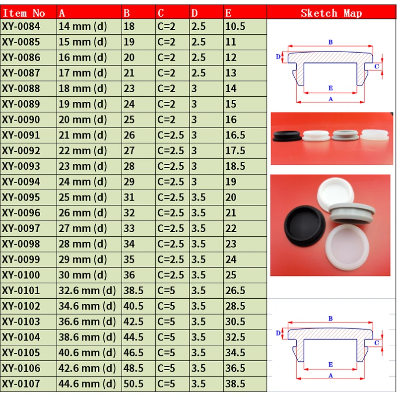 1-1000pcs Food Grade Silicone Rubber Hole Cap Grey 22mm Solid T-type Plug Cover Snap-on Gasket Blanking End Cap Seal Stopper