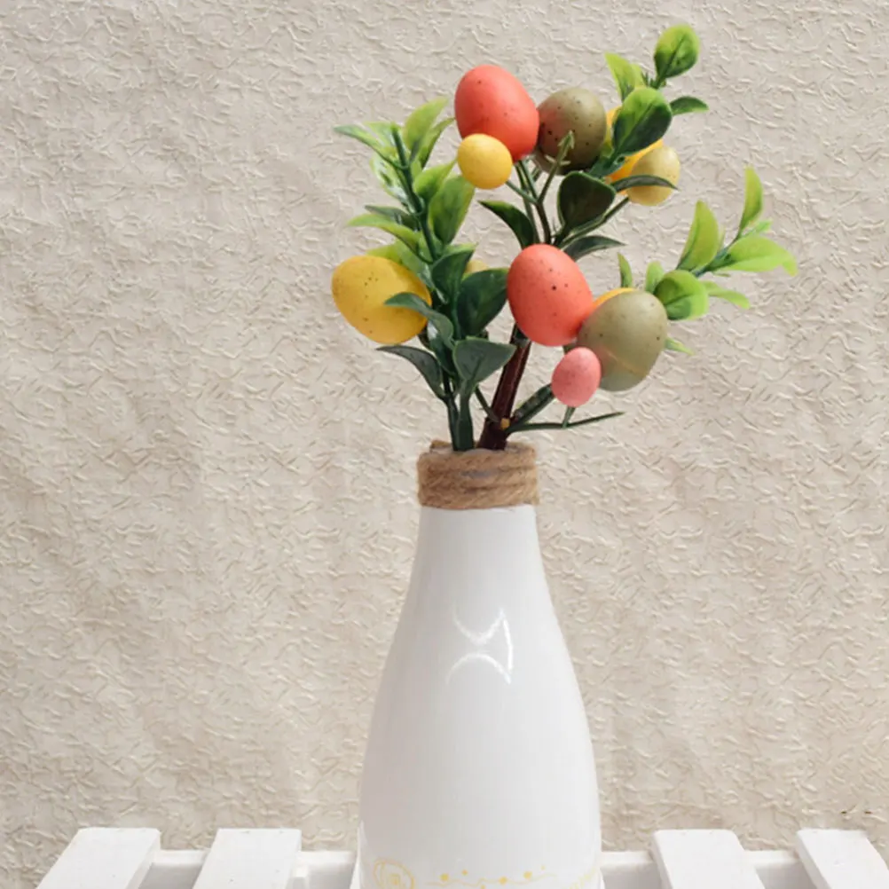 

8Pcs Easter Egg Floral Picks Artificial Green Leaves Spring Party Ornaments Easter Vase Arrangements Living Room Decor