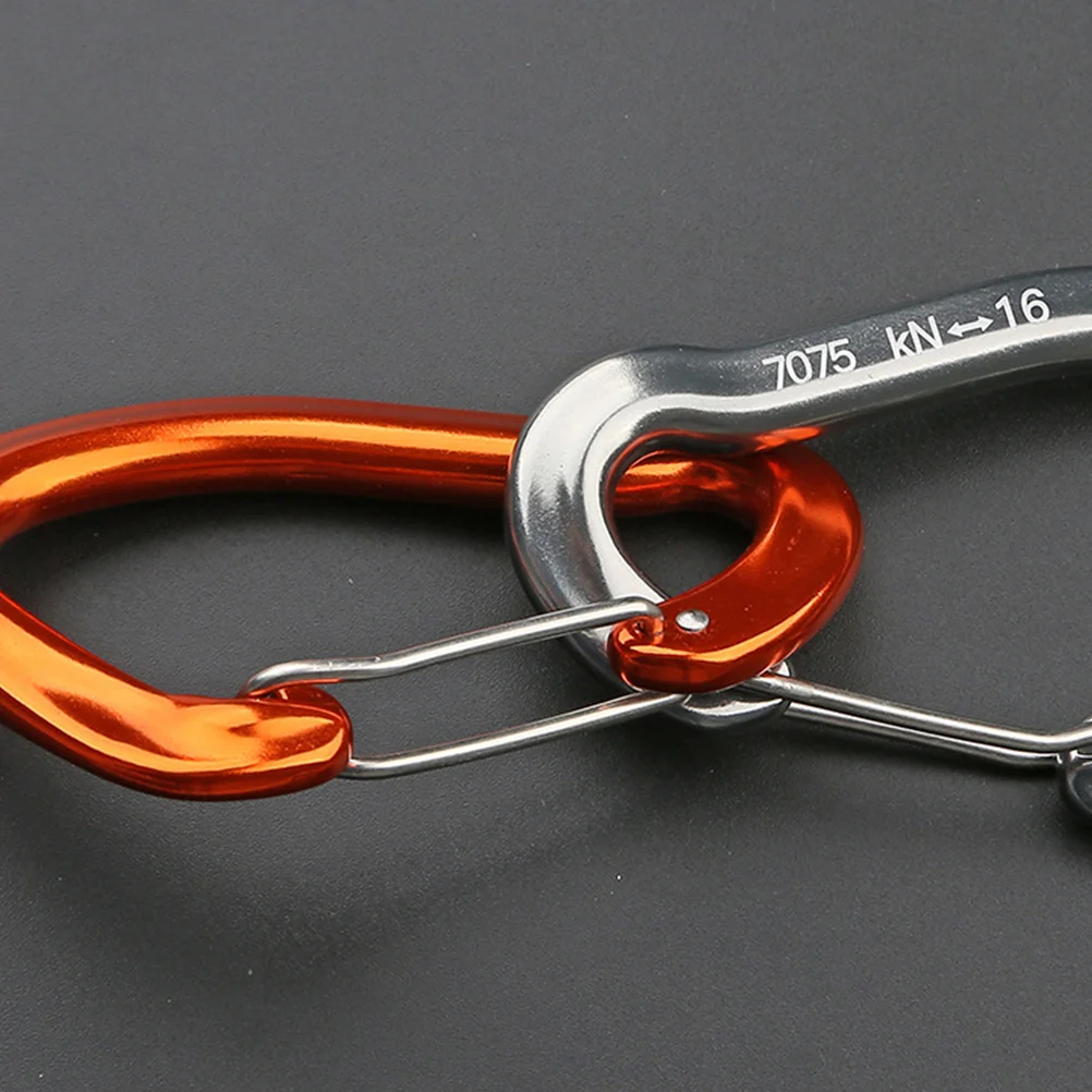 2 ชิ้น D รูป Carabiners Heavy Duty Buckle มัลติฟังก์ชั่ Carabiners ตะขอปีนเขาอุปกรณ์เสริมสําหรับ Camping Hiking (สีส้ม)
