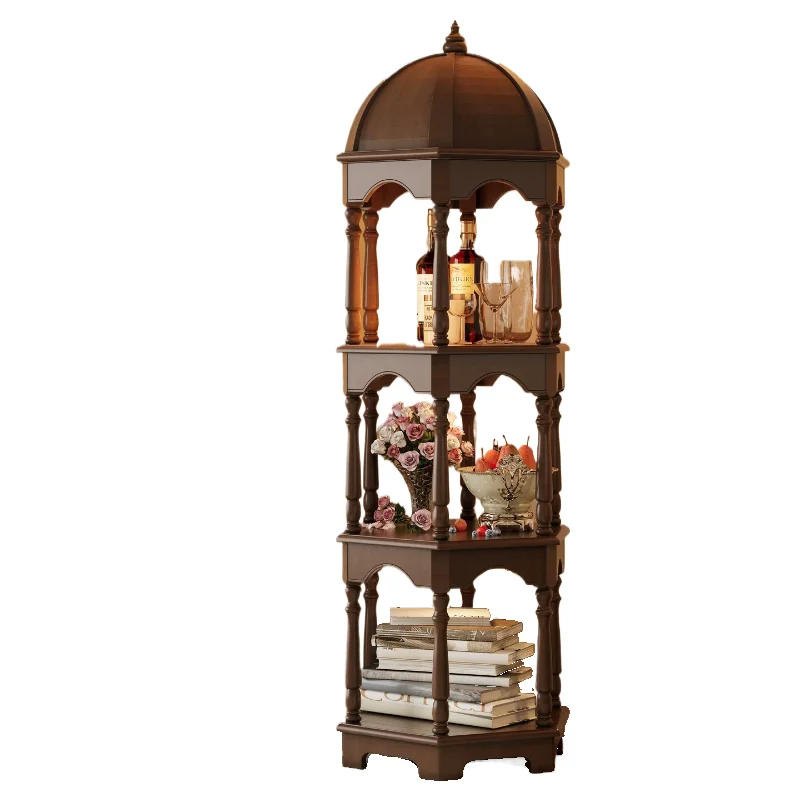 Retro solid wood side cabinet Small apartment living room sofa side cabinet Storage storage locker Antique decorative vertical