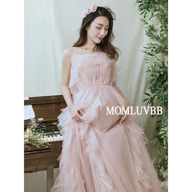 Women Photography Gowns for Session Maternity Dresses Pink Elegant Wedding Pregnancy Pregnant Dress Studio Shoots Photo Clothes