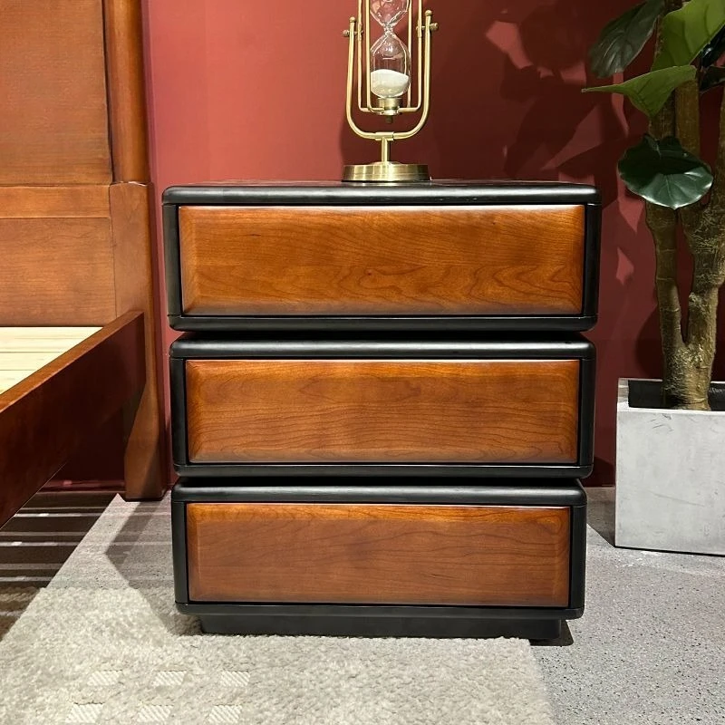 bedside table, living room home use, antique style in art design, storage three-bucket cabinet, art rotatable edge few