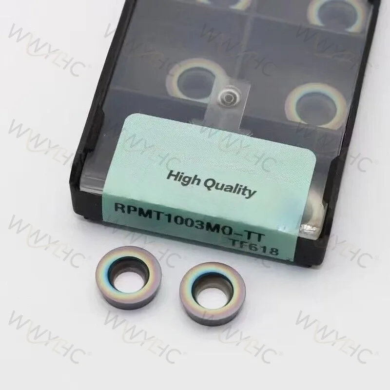 10Pcs Carbide Milling Blades RPMT1003MO-R5 TF618, CNC Inserts for Hardened Steel and Cast Iron Machining