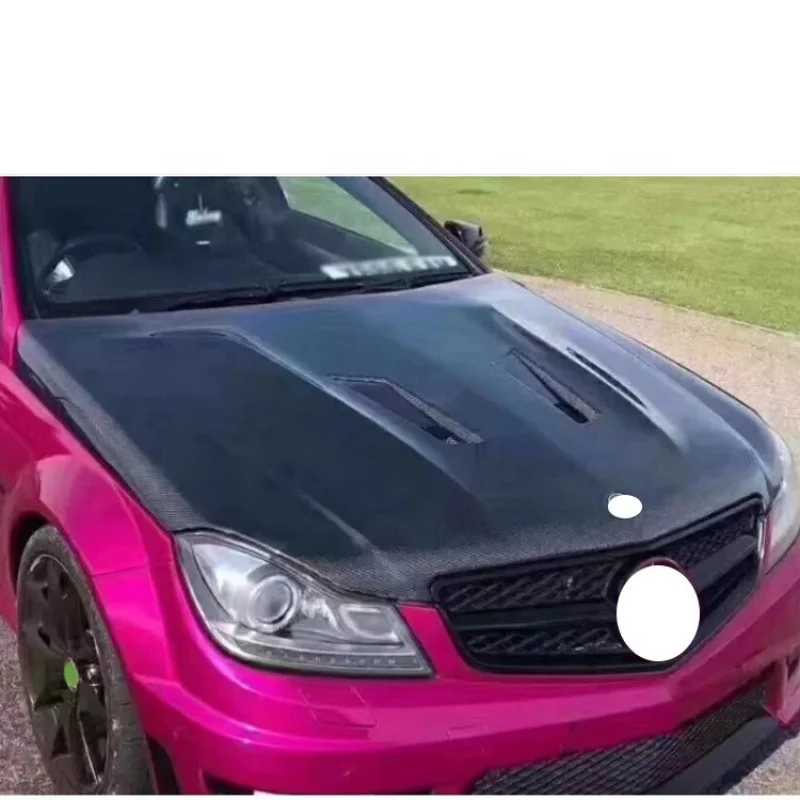 車用カーボンファイバーカバー Cクラス W204 C63 2007-2014 エンジンフード