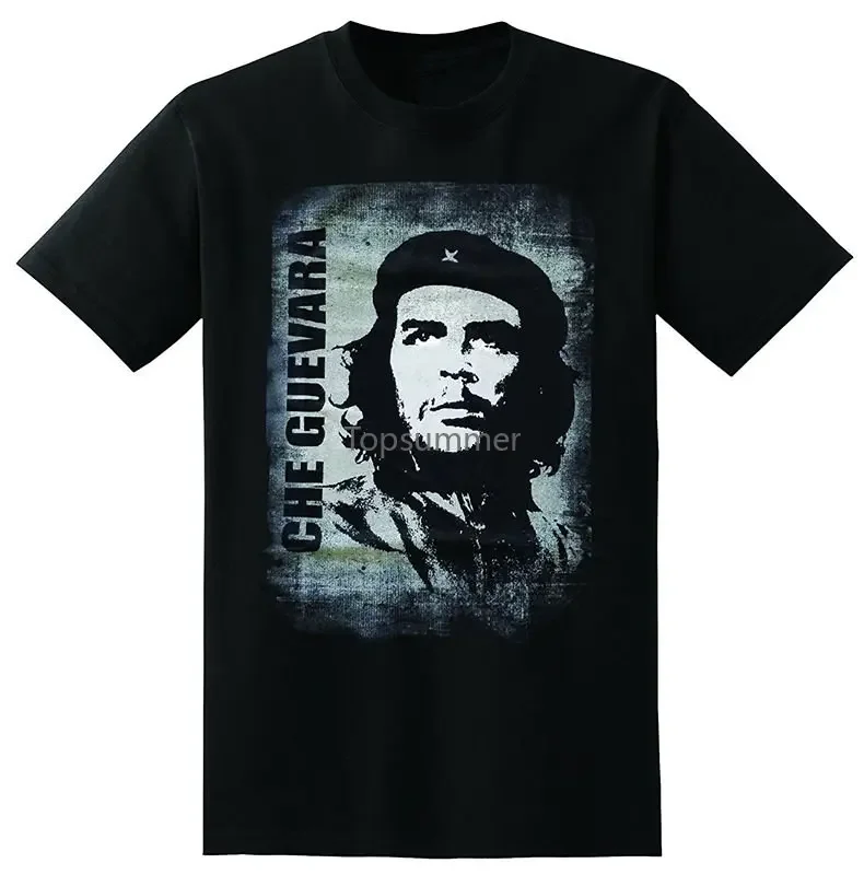 Kaus unik Broadcloth kaus lengan pendek leher kru pria T-Shirt pria gaya lucu Che Guevara