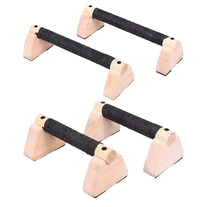 Wood Calisthenics Bar Solid Wood Parallettes Push-Up Bar for Home Gym Floor Workouts Bodyweight Training gallery 1