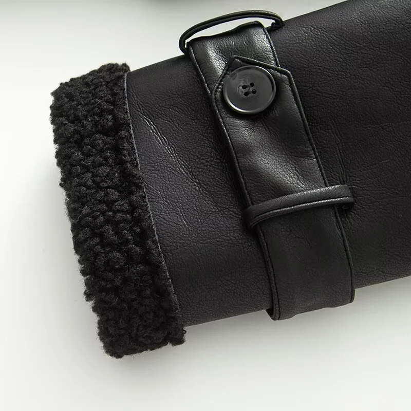 2025 outono nova moda casual feminina temperamento simples estilo quente lapela cinto de pele integrado casaco longo quente