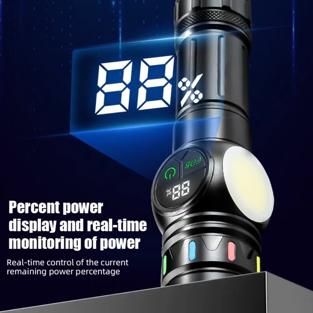 USB Rechargeable LED Flashlight Zoom Spotlight Waterproof Camping Light Searchlight Magnetic attraction Portable Lighting Hiking