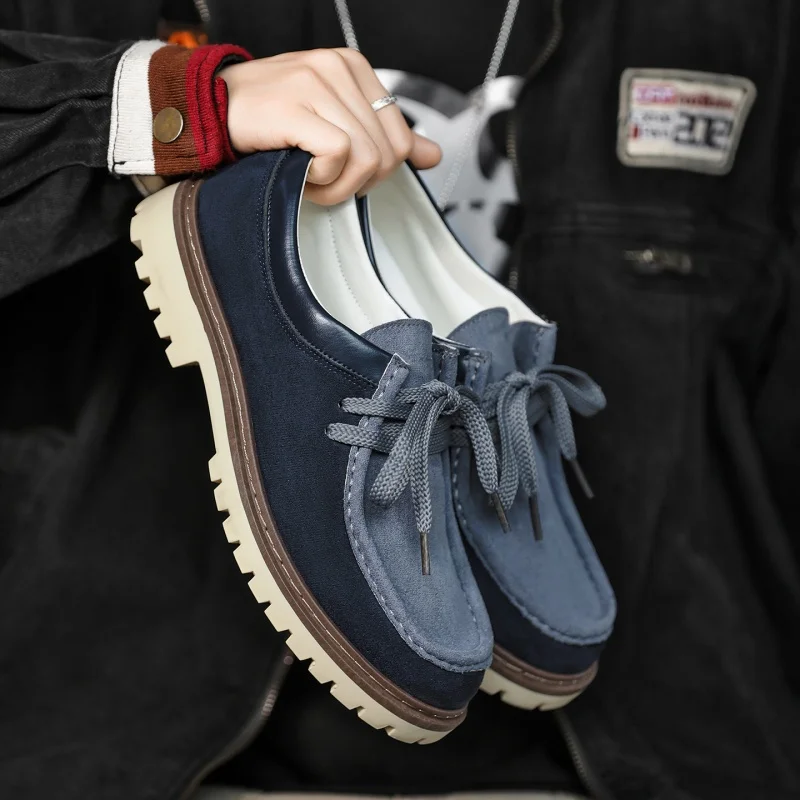 

2025 New Thick Soled Comfortable Casual Sports British Low Cut Comfortable Trendy Retro Men's Shoes Niche Splicing