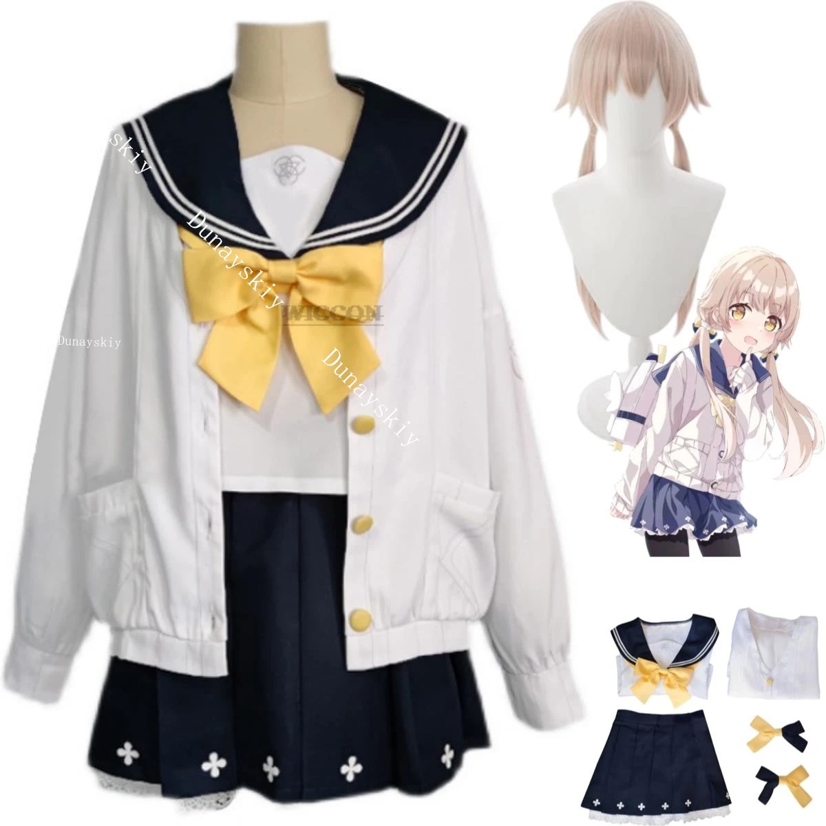 Anime Game Blue Archive Ajitani Hifumi Cosplay Costume Wig JK Japan South Korea JK School Uniforms Woman Kawaii Sailor Uniform