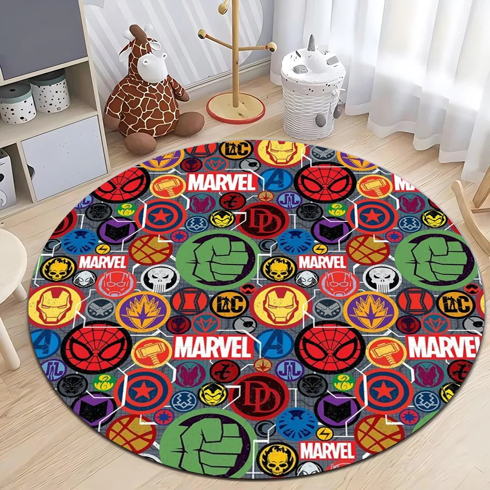 MINISO Disney Marvel Spiderman Rug Anti-slip Round Rugs Carpet for Living Room Bedroom Sofa Rug Kids Floor Mat Gift Decor