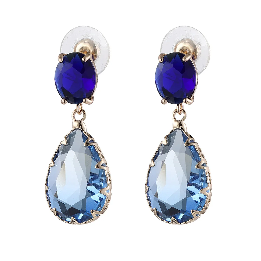 New Fashion Female Earrings 925 Sterling Silver Blue Waterdrop Zircon Earrings for Women Statement Long Earrings Jewelry Gift