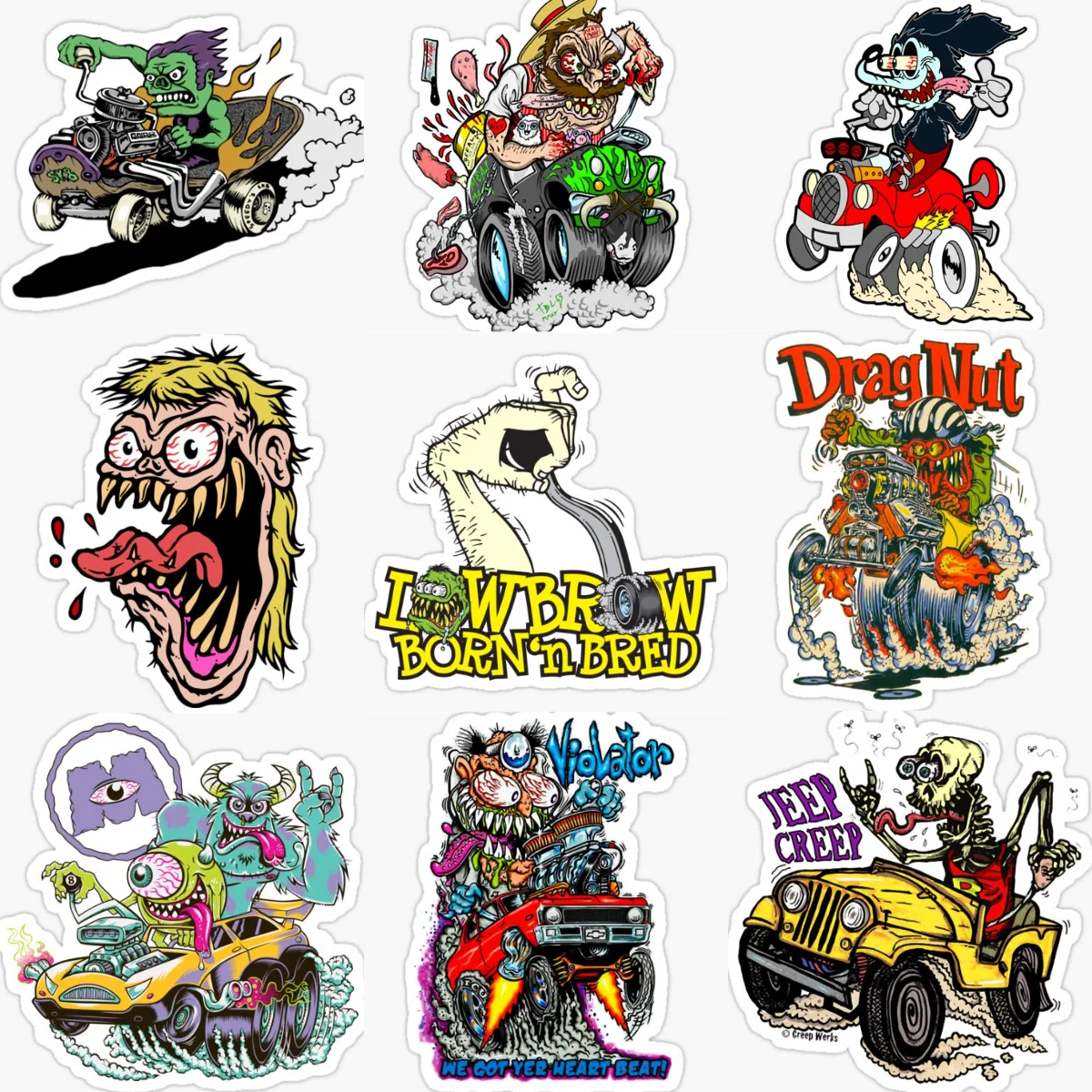 

Crazy Rat Fink Creative PVC Waterproof Sticker for Decorate Car Bicycle Window Wall Fridge Helmet Motorcycle Decal Accessorie